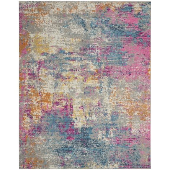 8â€™ x 10â€™ Ivory and Multi Abstract Area Rug