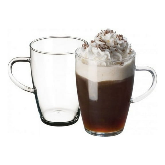 Simax Glassware Clear Glass Coffee Mug Set | Cold, Heat, and Shock Resistant Borosilicate Glass, Microwave and Dishwasher Safe, Includes Four (4) 13.5 Ounce Cups