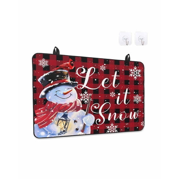 Christmas Snowman Stove Top Covers for Electric Stove, 28'x20'' with Bird Black and Red Buffalo Plaid Glass Ceramic Stove Cover Foldable Rubber Mat Heat Resistant Cooktop Protector for Kitchen