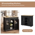 thumbnail image 2 of Cabihome Foldable Kitchen Island Cart, Mobile Storage Cart with Wheels, 2 Glass Doors, Spice Rack & Towel Holder for Kitchen Black, 2 of 6