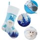 thumbnail image 5 of Paquete de 2 calcetines navideños con luz LED, calcetines navideños de muñeco de nieve de terciopelo azul con puño de piel sintética blanca JAMW Sencillez, 5 of 5