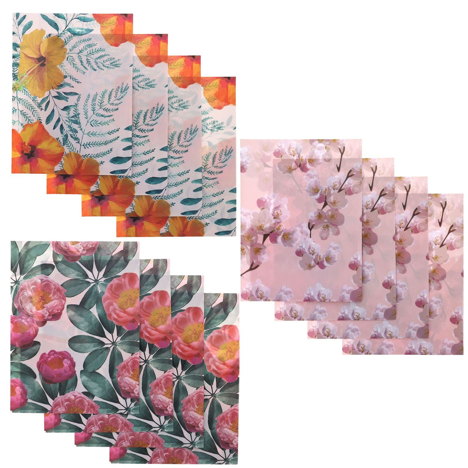 Juvale 9x12 In Plastic Sleeve Protectors for Documents, Floral Design (12 Pack)