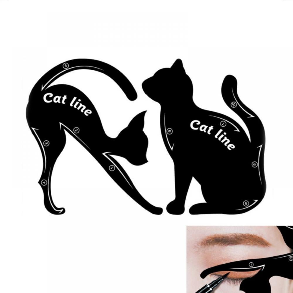 Sebbolt 2 Pcs Women's Fashion Cat Line Stencils Pro Eye Makeup Tool Eyeliner Stencils Template Shaper Model Eyebrows Eyeshadow