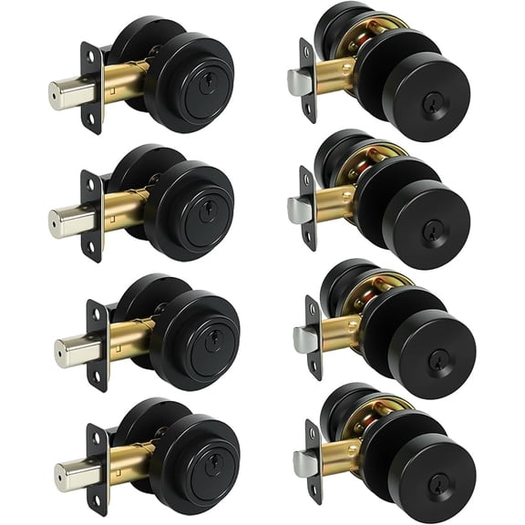 Cielsa Dawn Single Cylinder Deadbolt Door Locks with Keys, Keyed Alike Door Locks for Front Door.(Matte Black,4pack-Set)