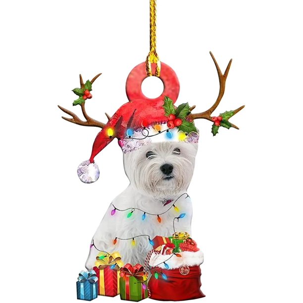 Colgante de árbol de Navidad para decoración de la habitación, adorno de resina acrílica con forma de perro para fiesta de año nuevo, suministros para regalo de Navidad, 2023