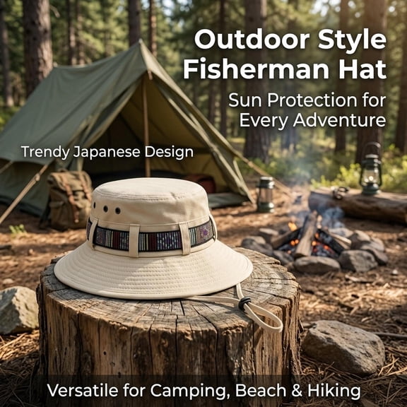 Abbraccia Summer Fisherman's Hat with Wide Brim, Fashionable Sun Protection for Women And Men, Ideal for Camping And Fishing. Khaki