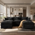 thumbnail image 3 of Ovios 108" Modular Sectional Sofa U-Shaped Cloud Couch with 2 Ottomans, Comfy Living Room Furniture, Chenille, Black, 3 of 10