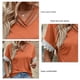 thumbnail image 5 of Blusa holgada de manga corta con escote en V y ribete de encaje de color naranja para mujer de verano, 5 of 6