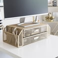 thumbnail image 4 of Blu Monaco Gold Monitor Stand with Drawer &acirc; Computer Monitor Riser with Storage &acirc; Laptop Stand for Desk with Storage - Laptop or, 4 of 7