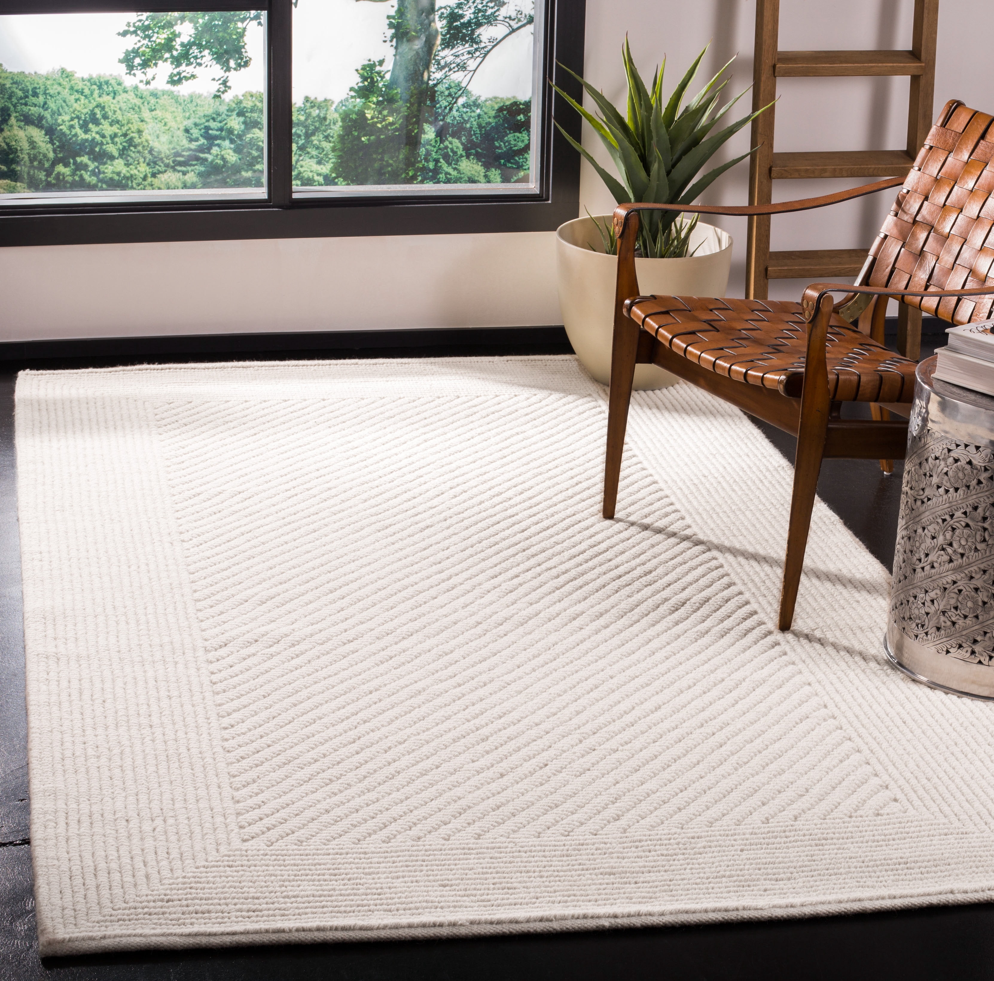 SAFAVIEH Natura Xanthia Solid Area Rug, Ivory, 6' x 6' Square