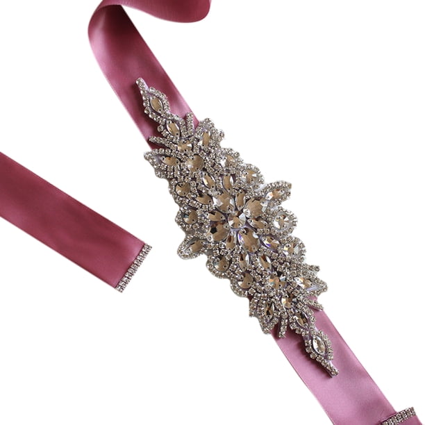 Minnieouse Cintas de boda para mujer, cinturón nupcial, vestido de graduación, fajas de cristal, fiesta de noche, pretina de diamantes de imitación hecha Cinturones rosa desnudo Minnieouse PS15959-08