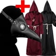 thumbnail image 2 of Capa con capucha Medieval para Halloween para hombres, disfraz de Doctor de la peste, máscara, sombrero, Cosplay, Steampunk, sacerdote, Horror, mago, 2 of 4
