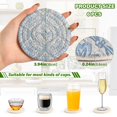 thumbnail image 4 of 6 Pcs Drink Coasters with Holder 3.94in Woven Coasters for Drinks Blue Elegant Geometric Design Coaster Set for Protection Table, 4 of 7