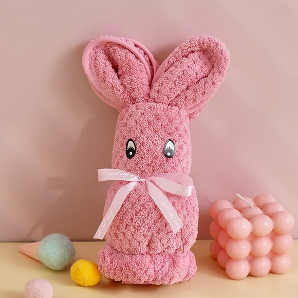 Toalla facial de felpa suave con forma de conejito de 35x75cm,linda toalla de baño con forma de muñeca para niños,regalo de boda,baby shower o cumpleaños (rosa mediano,1 pieza) Rkxzt