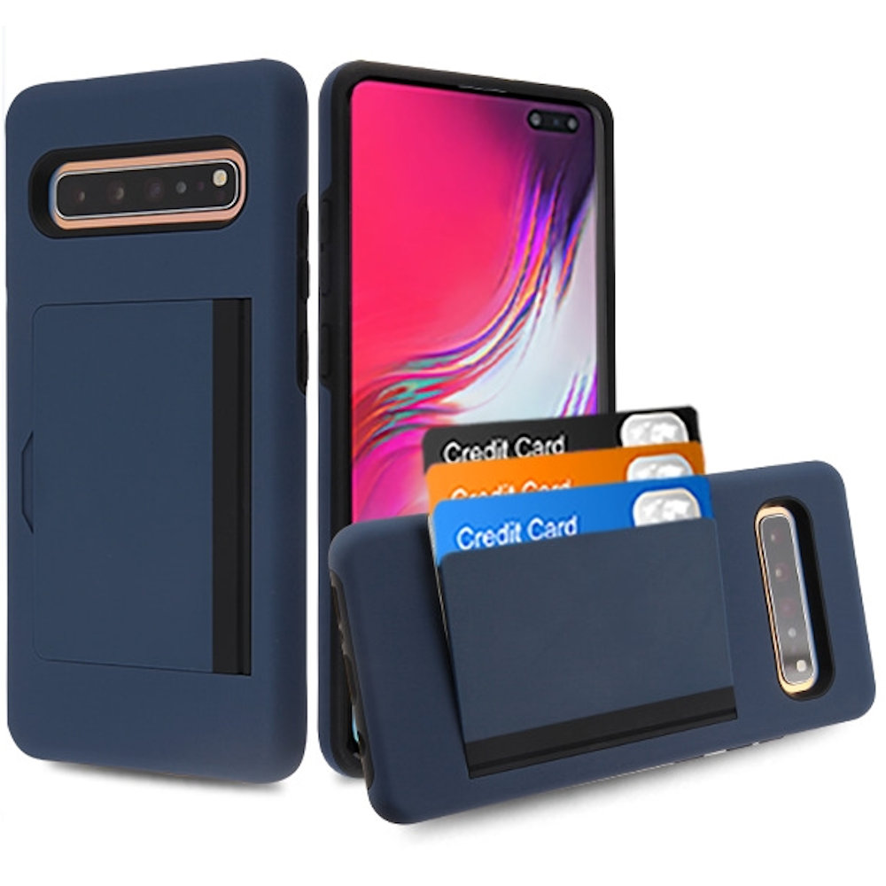 Poket Credit Card Hybrid Armor Case for Samsung Galaxy S10 5G - Navy