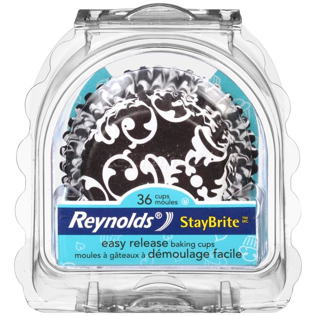 StayBrite Reynolds Moules à Gâteaux à Démoulage Facile Damas, 36 Moules