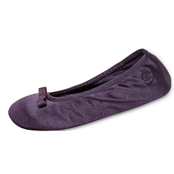 isotoner signature terry ballet flat slippers with satin bow