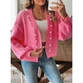 thumbnail image 6 of Chunky Cardigan Sweaters for Open Front Cardiagn Casual Soft Knitted Business Sweaters Rose Red L, 6 of 8
