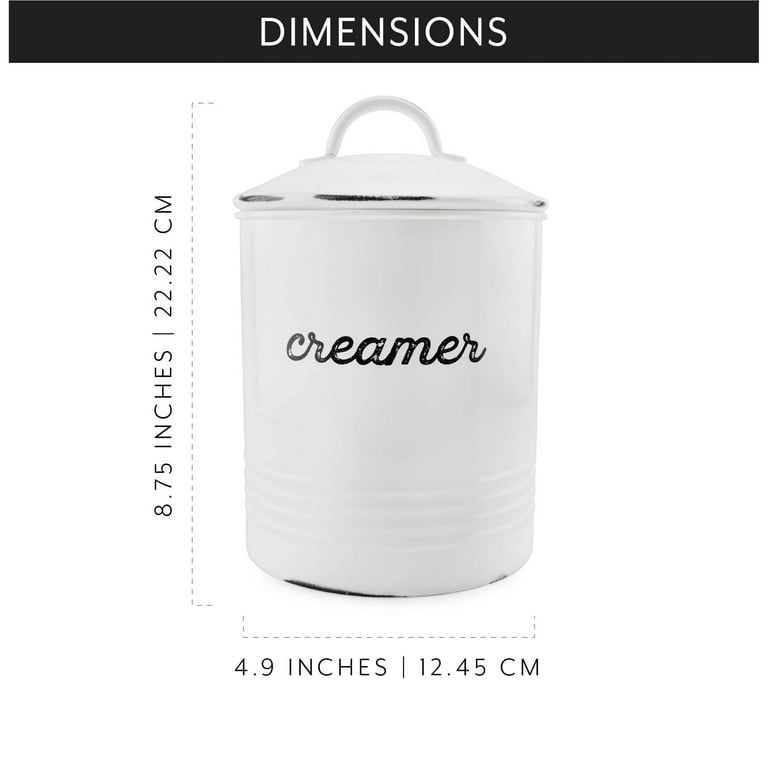 Auldhome Design-2.5qt Enamelware Protein Powder Canister White