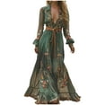 thumbnail image 1 of Robe Décontractée pour Femmes Robe Longue Maxi à Fleurs - Aguichant Col en V Manches Longues Style Automne à la Mode pour un Usage Quotidien, 1 of 5
