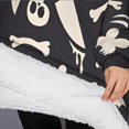 thumbnail image 3 of Oversized Wearable Blanket Hoodie,Spooky Halloween Icons Pattern Sherpa Blanket Hoodie with Super Pockets,Super Warm Fuzzy Pullover for Women & Men, 3 of 6