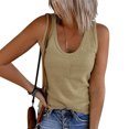 thumbnail image 4 of YYDGH Womens V Neck Tank Tops Summer Sleeveless Ribbed Casual Henley Shirts Brown M, 4 of 5