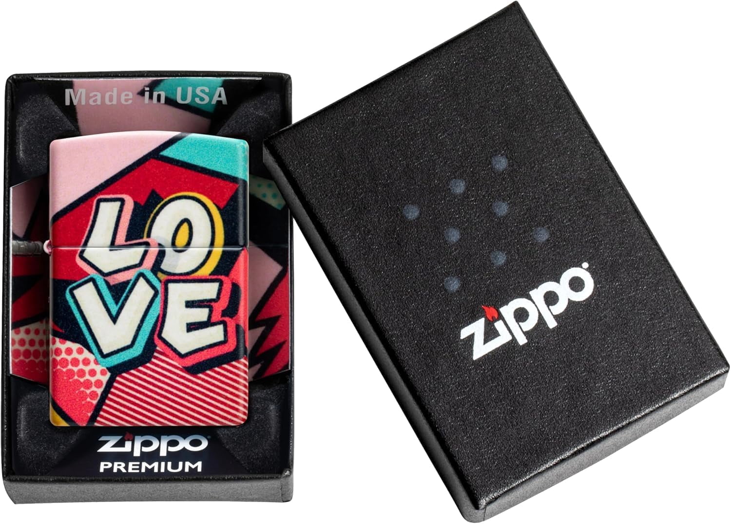 Zippo Lighter - Custom Message Engrave on Backside Love Design - 540 Color 46013