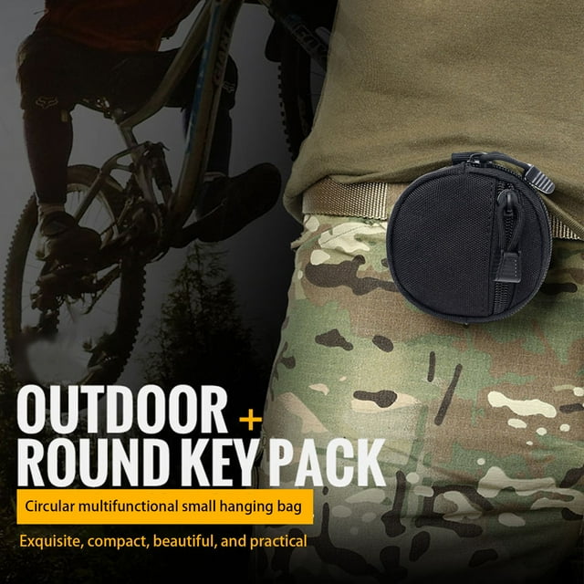 Dvkptbk Outdoor Fanny Pack Coin Purchase Keychain, Profession Modular Lightweight Load-Carrying Equipment Pouch Accessories for Men, Small Round Coin Pouch As Wallet, Change Purse Camping & Hiking