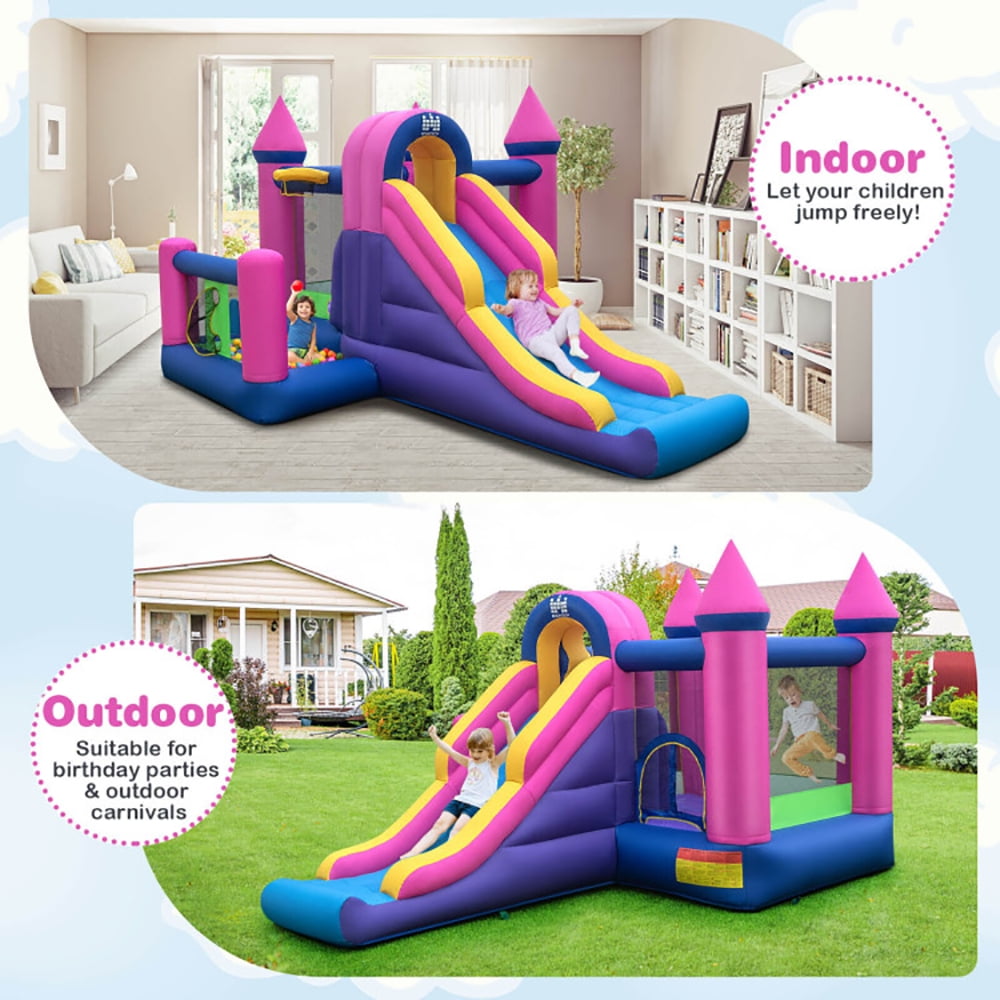 Aimee Lii 7-in-1 Kids Inflatable Bounce House with Long Slide and 735W Blower, Playhouse for Kids Outdoor Aimee Lii 7-in-1 Kids Inflatable Bounce House with Long Slide and 735W Blower, Playhouse for Kids Outdoor