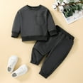 thumbnail image 2 of Sngxgn Toddler Baby Boy Clothes Long Sleeve Crewneck T-Shirt Top + Solid Pants Set Fall Outfits(Black,110), 2 of 9