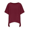 thumbnail image 6 of Diufon Womens Summer Tops Round Neck Short Sleeve Casual Tees Solid Color Irregular Hem T-Shirts, 6 of 6