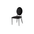 thumbnail image 2 of Classic Leatherette Dining Chair Set of 2, Upholstered Side Chair with Mirrored Finish Frame, Oval Backrest and Stainless Steel Legs, Cushion Vanity Chair for Kitchen Dining Room Bedroom, Black, 2 of 5
