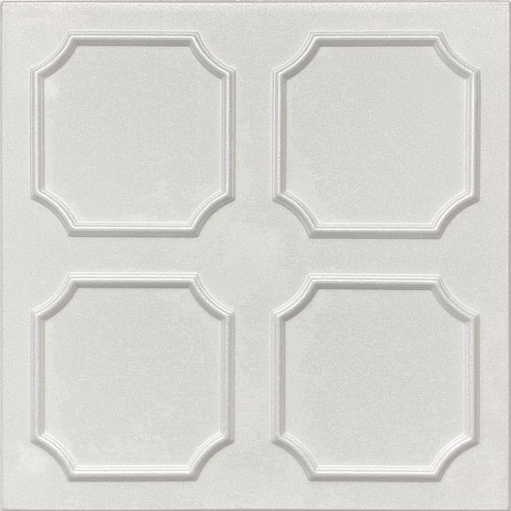 20x20 Styrofoam Ceiling Tiles Glue-Up Decorative Panels for Easy DIY Install, Home & Basement Renovation. R1 Alfa, Plain White, Lot/8