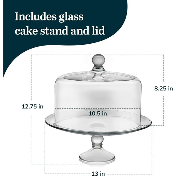 Elegant Curved Glass Cake Stand with Dome Lid for Dessert Display