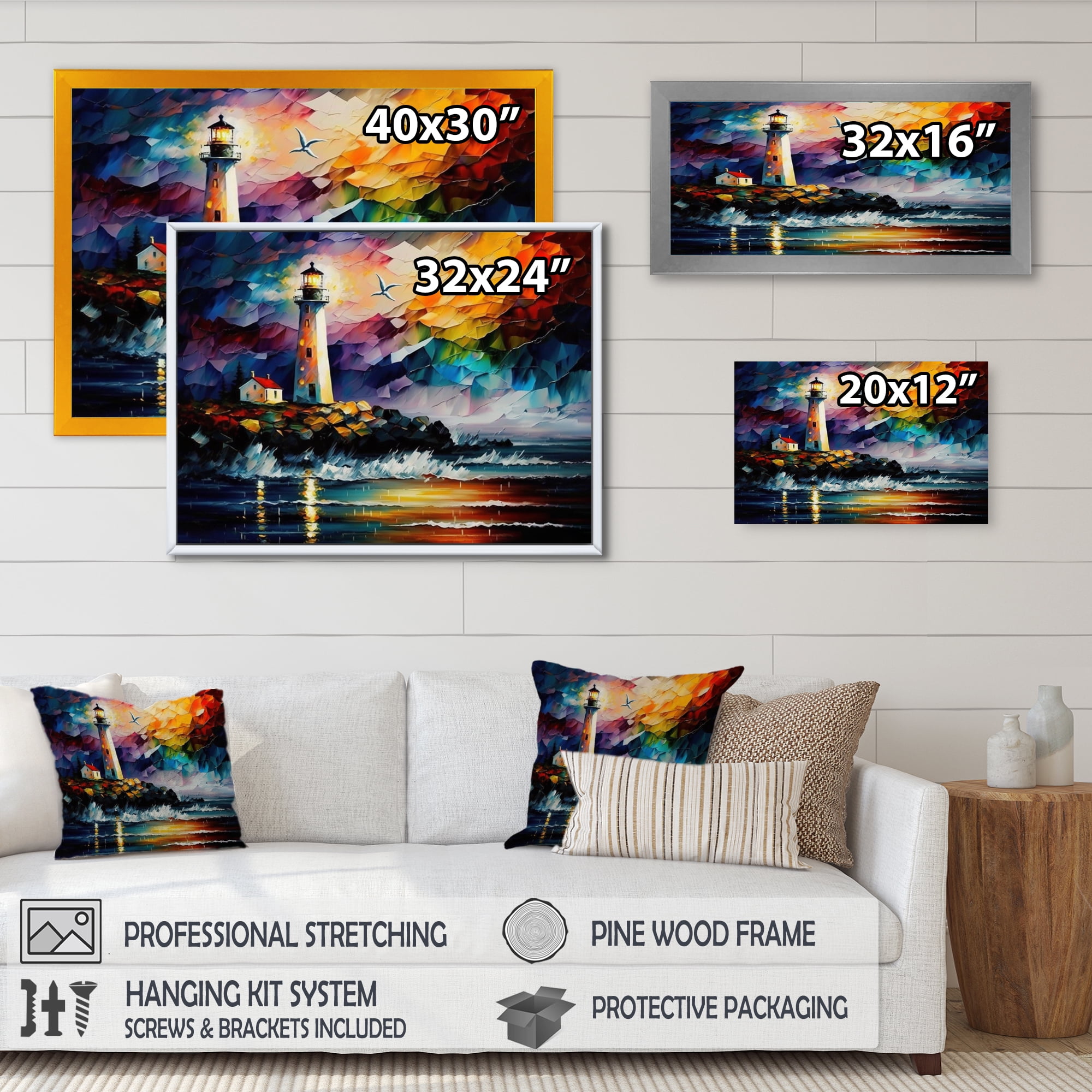 Designart Lighthouse By The Ocean V Canvas Wall Art