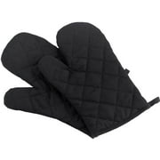 Mitaines de four, gants de cuisine résistants à la chaleur de qualité supérieure, mitaines surdimensionnées matelassées en coton et polyester, noir