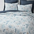 thumbnail image 3 of Wonderful Cotton Marine Life Print Shell Stitch Quilt Set - Ocean Lightweight Bedding, 3 of 5