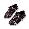 thumbnail image 5 of Womens Holiday Theme Daily Walking Footwear Halloween Ghost Pumpkin Print Elastic Lace Up Flat Canvas Shoes Black 39, 5 of 7