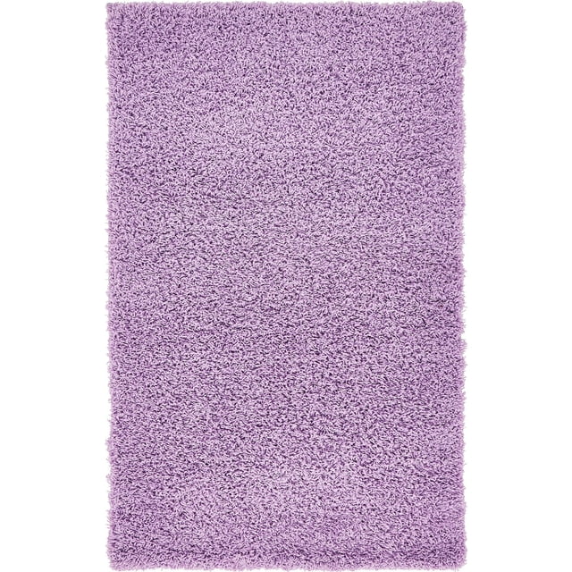 Unique Loom Solo Solid Shag Collection Area Modern Plush Rug Lush & Soft, 3' 3 x 5' 3 Rectangular, Lilac