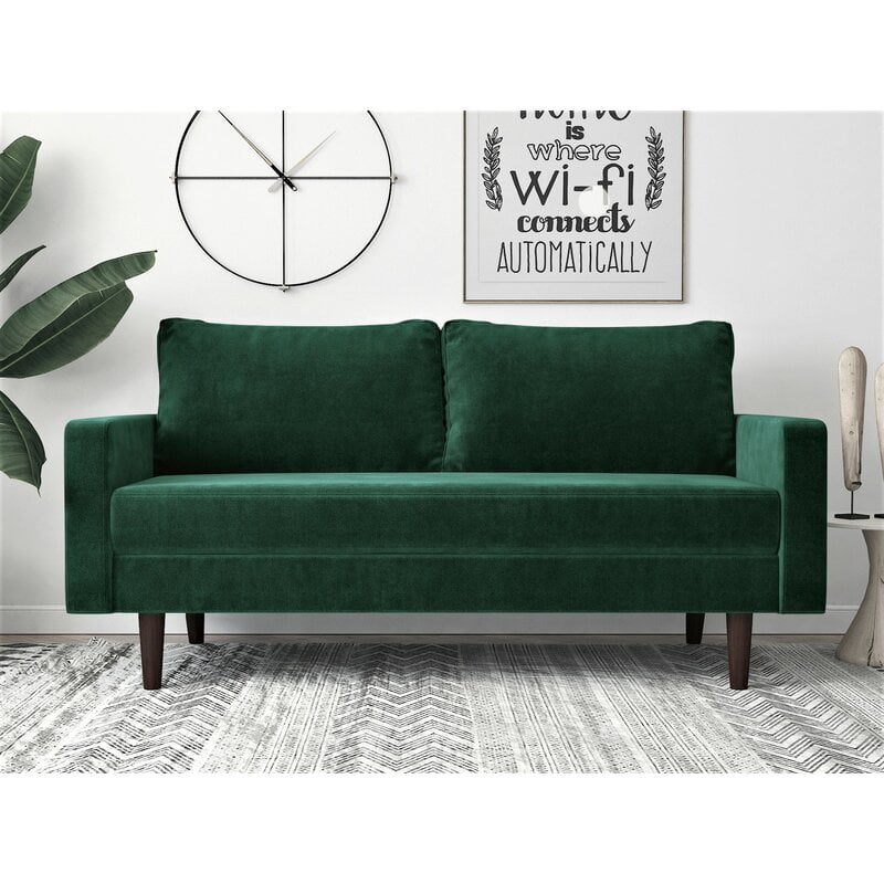Peryman Velvet 71 6 Square Arm Sofa Walmart Com Walmart Com