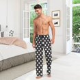 thumbnail image 7 of FREEAMG Vintage Dark Blue Polka Dot Men's Pajama Pants Sleepwear Lounge Pajama Bottoms, 7 of 7