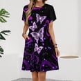 thumbnail image 2 of Glowing Butterfly Purple Background Dress Fashion Beach Short Sleeve Dresses Female Party Printed Sundress, 2 of 7