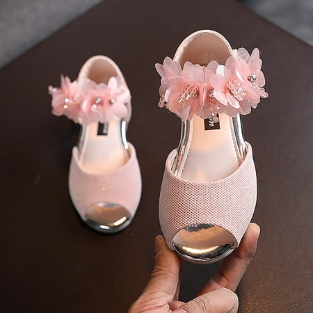 

dyfzdhu girls sandals rhinestone flower shoes low heel flower wedding party dress pump shoes princess shoes for kids toddler