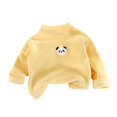 thumbnail image 2 of Spazoro Girls Fleece Mock Neck Long Sleeve T-Shirts, Stretchy Loose Fit Long Sleeve Warm Panda Print Casual Pullover Tops Tee for Fall Layering Yellow Size 0-1T, 2 of 6