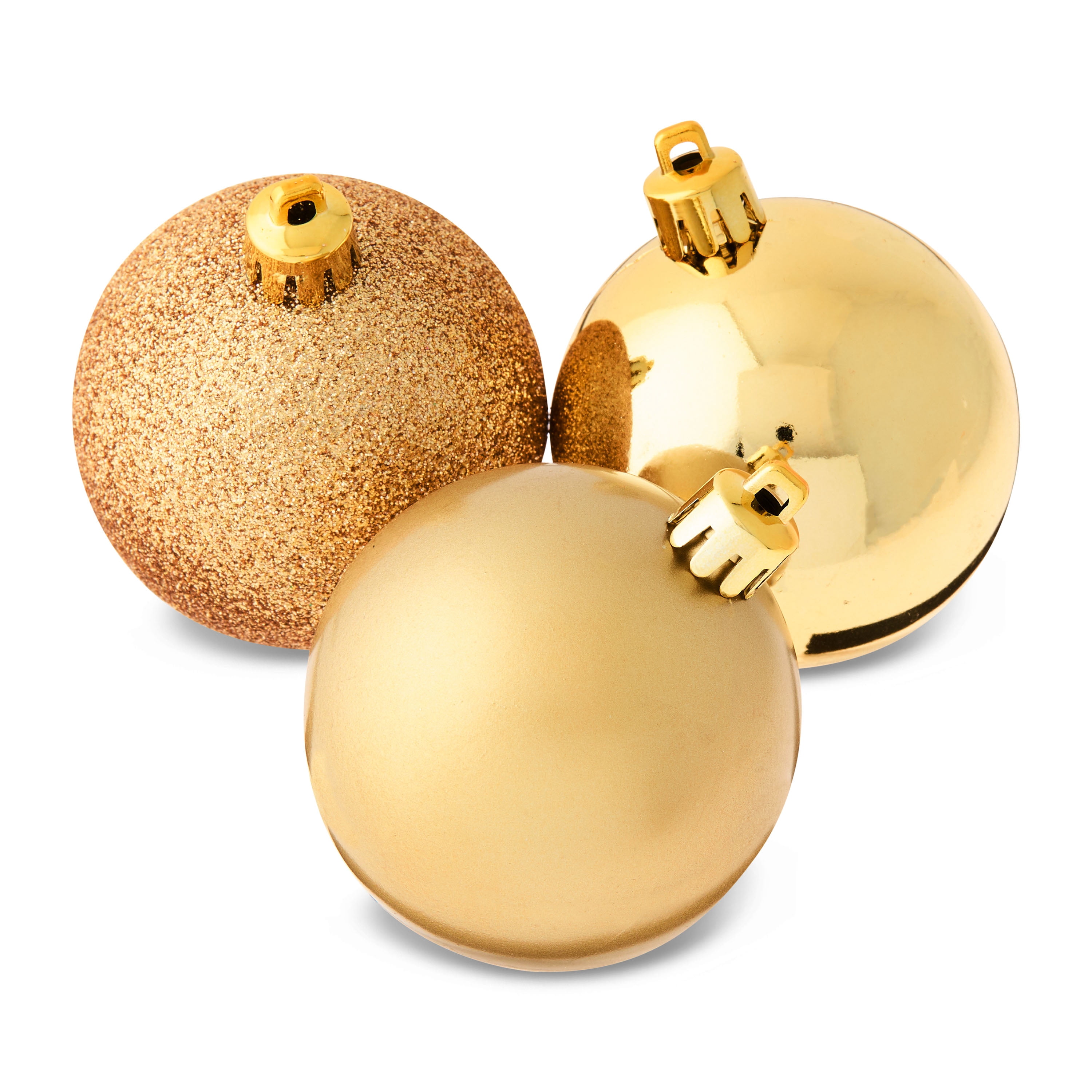 24-Count Gold Shatterproof Multi-Textured Christmas Ornaments, 2.36 in, by Holiday Time