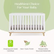 Delta Children Frankie 4-in-1 Convertible Crib - Greenguard Gold Certified, Bianca White with Natural