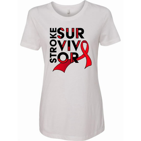 Inktastic Stroke Survivor Red Ribbon Awareness Women's T-Shirt