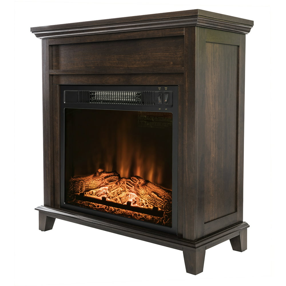 AKDY FP0095 27" Electric Fireplace Freestanding Brown Wooden Mantel