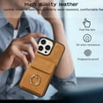 thumbnail image 6 of ELEHOLD for iPhone 14 Plus Case Synthetic Leather 2-in-1 Phone Case with Magnetic Detachable Card Holder Ring Holder Stand Drop Protection Shockproof Wallet Case,brown, 6 of 8