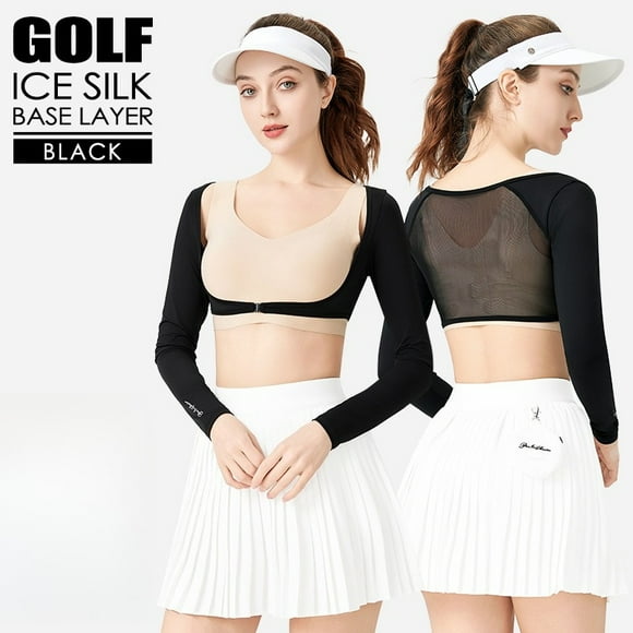 Golf Chemise d'Été pour Femmes à Manches Longues avec Protection Solaire en Soie Glacée YF798 Noir L